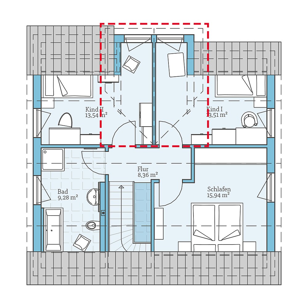 Loft planning option Fertighaus Variant 45-130: Grundrissoption DG