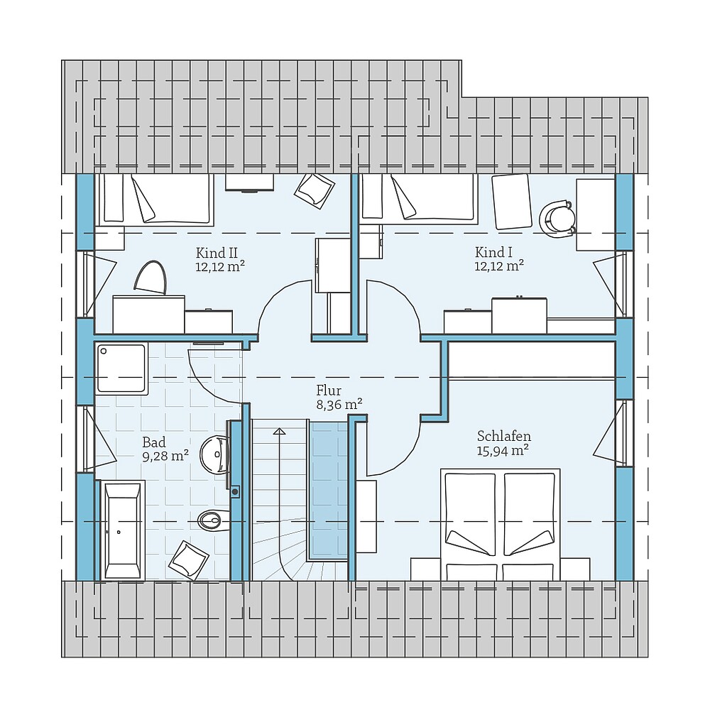 Loft Fertighaus Variant 45-130: Grundriss DG
