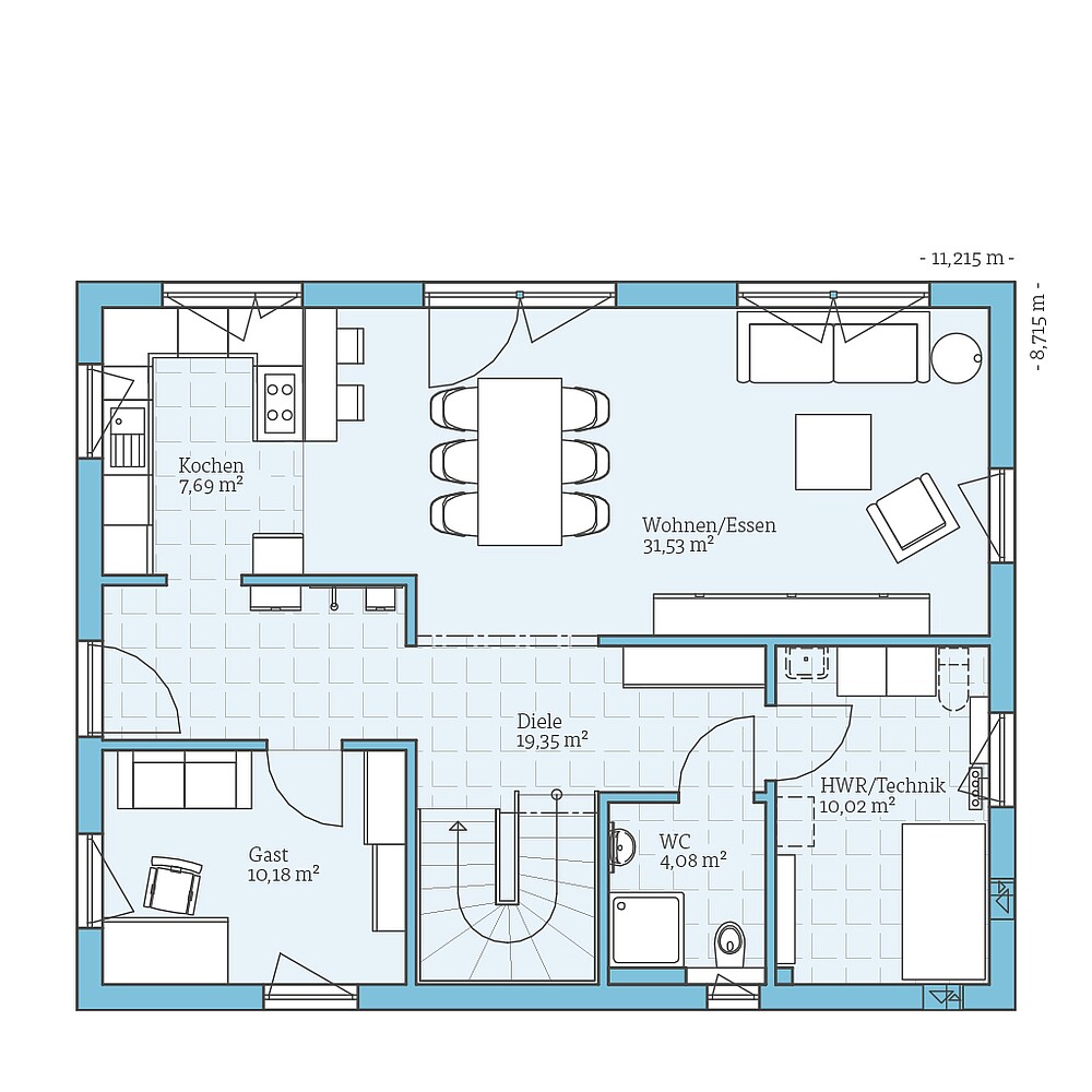 Ground floor Fertighaus Variant 25-165: Grundriss EG