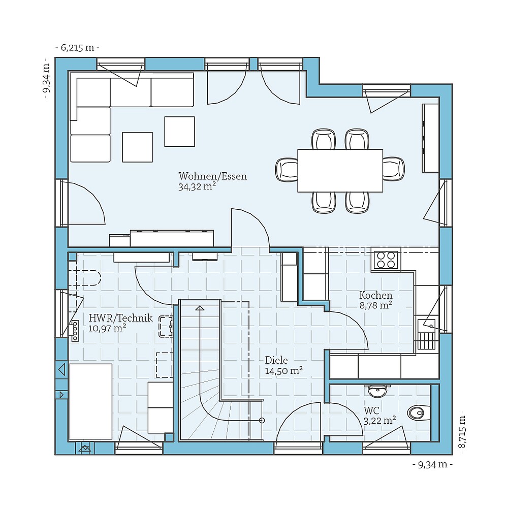Ground floor Fertighaus Variant 45-130: Grundriss EG