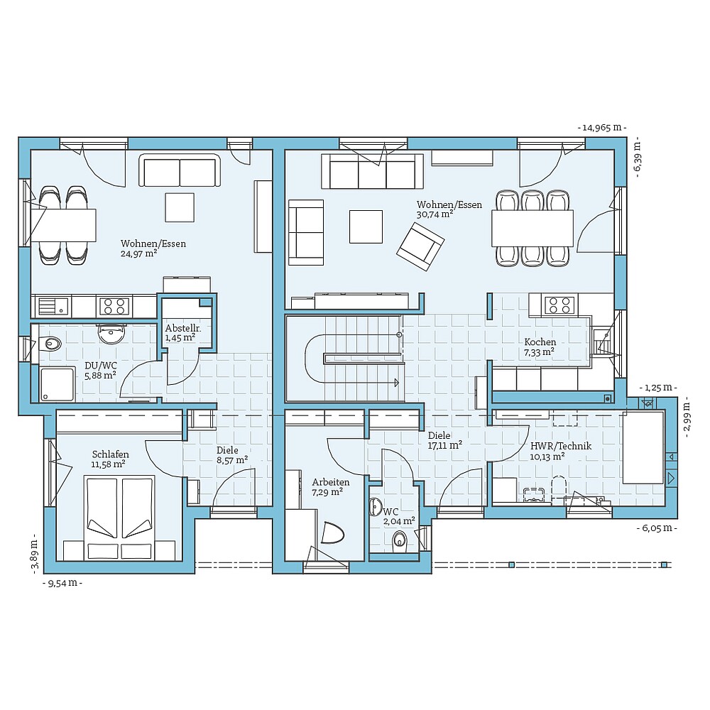 Ground floor Fertighaus Duo 211: Grundriss EG