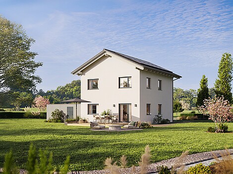 QNG⁺-Line Villa 124 QNG⁺-Line: Fertighaus Villa 124 mit Satteldach