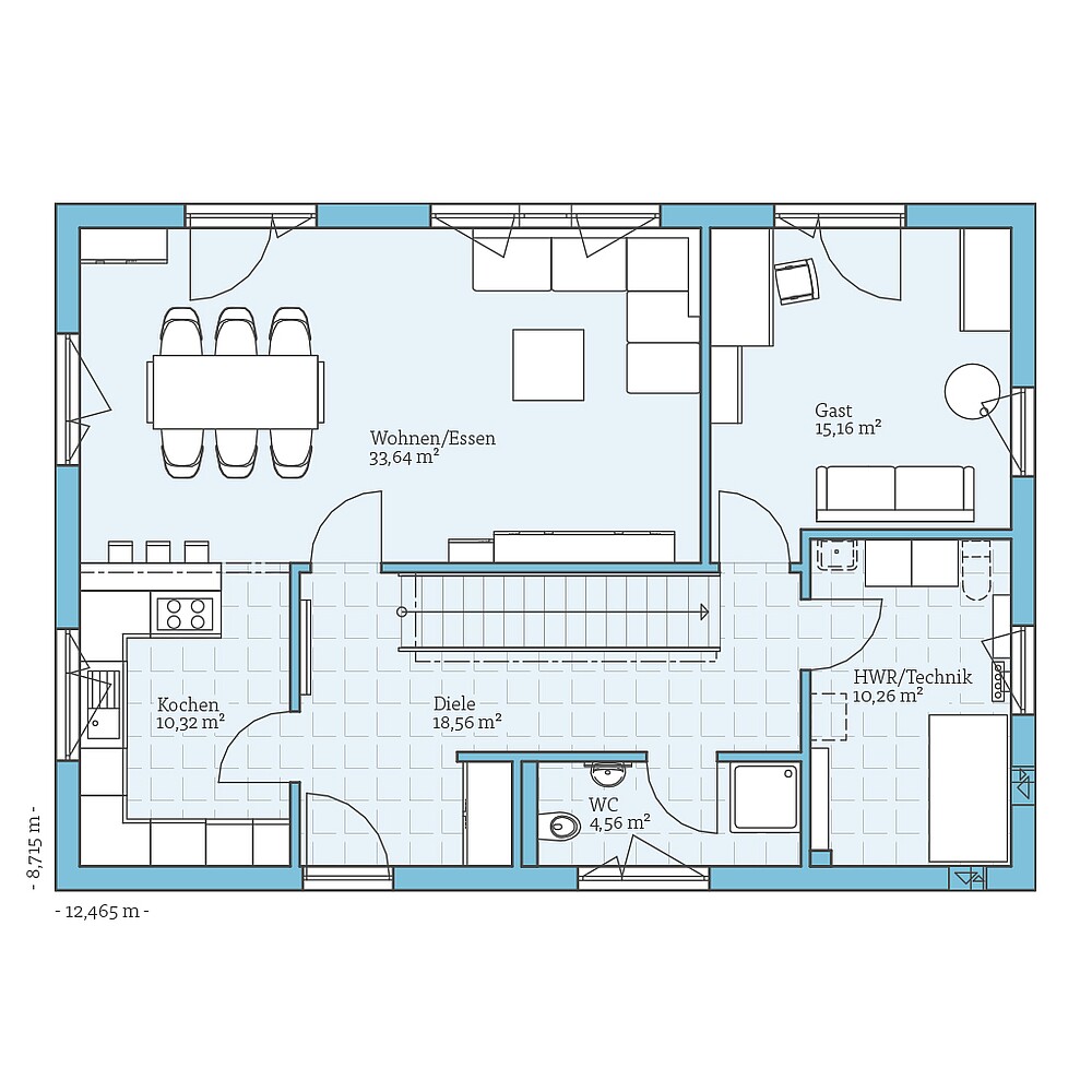 Erdgeschoss Fertighaus Variant 25-183: Grundriss EG