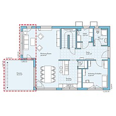 Villa 178 - Planungsoption (EG) Fertighaus Villa 178: Grundrissoption EG