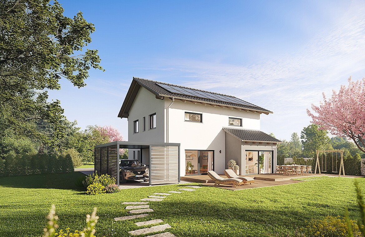 QNG⁺-Line: Fertighaus Villa 163 mit Satteldach - Hanse Haus QNG⁺-Line: Fertighaus Villa 163 mit Satteldach