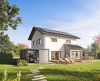 QNG⁺-Line: Fertighaus Villa 163 mit Satteldach - Hanse Haus QNG⁺-Line: Fertighaus Villa 163 mit Satteldach