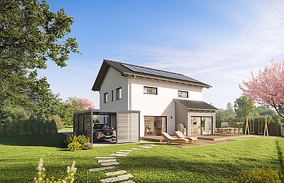 QNG⁺-Line: Fertighaus Villa 163 mit Satteldach - Hanse Haus QNG⁺-Line: Fertighaus Villa 163 mit Satteldach