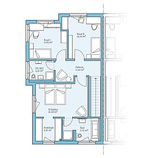 Doppelhaus 144 - Grundriss (OG) Fertighaus Doppelhaus 144: Grundriss OG