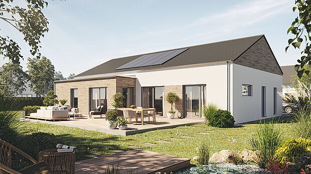 Dachaufbau Fertighaus Bungalow 148