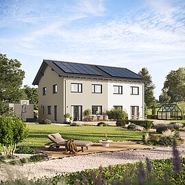 QNG⁺-Line: Fertighaus Doppelhaus 125 - Hanse Haus QNG⁺-Line: Fertighaus Doppelhaus 125